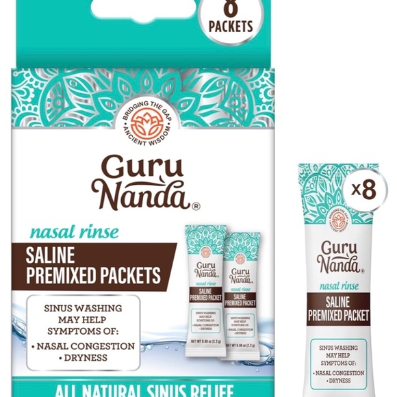GuruNanda PreMixed Saline Packets for Nasal Rinse (8 Count), All Natural Sinus R - Picture 8 of 8